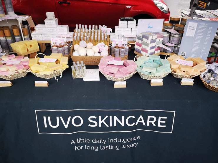 Iuvo Skincare market stall set up